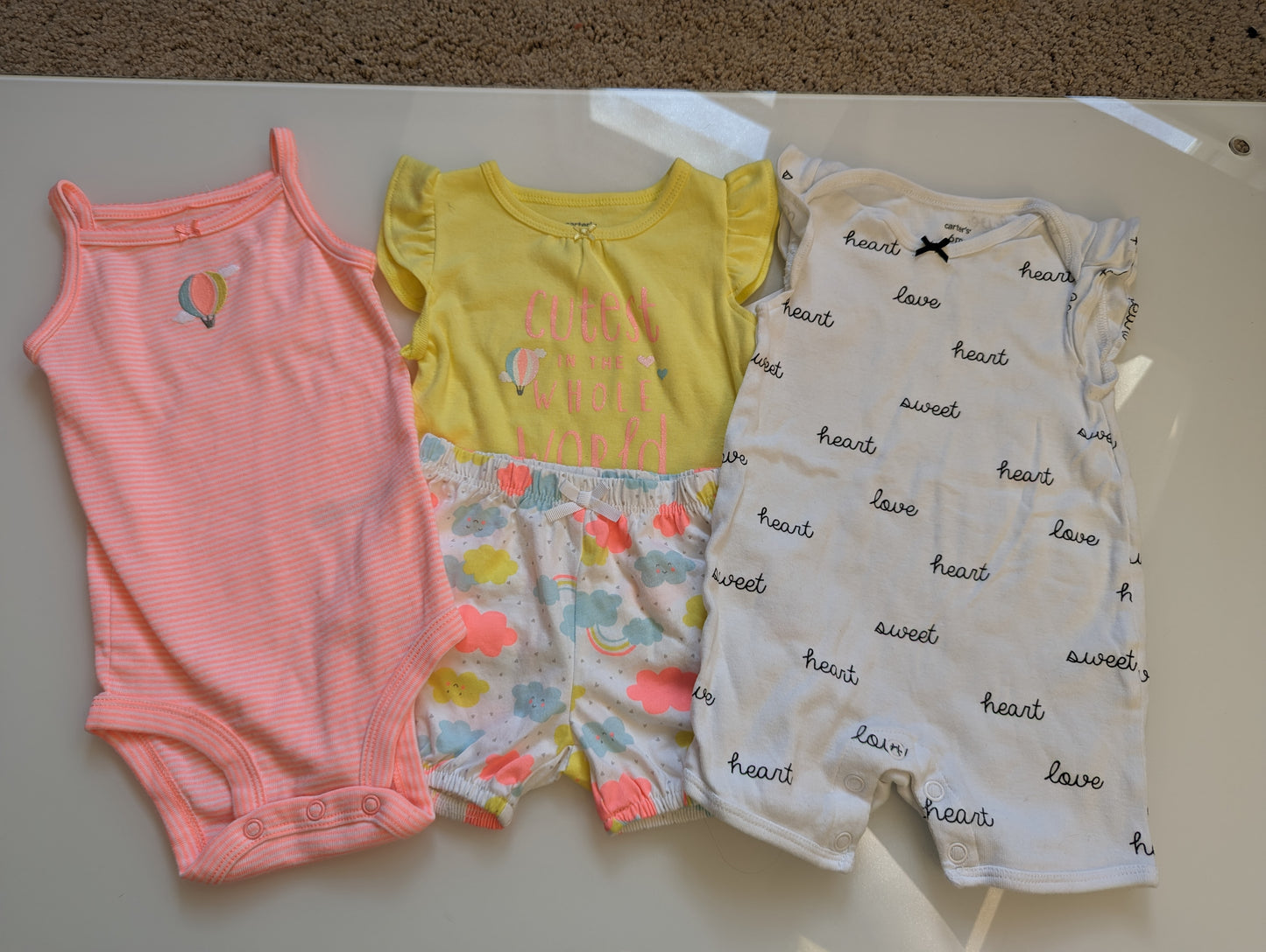 Girls 6m Neon Bundle - romper, onesie, shirt/shorts