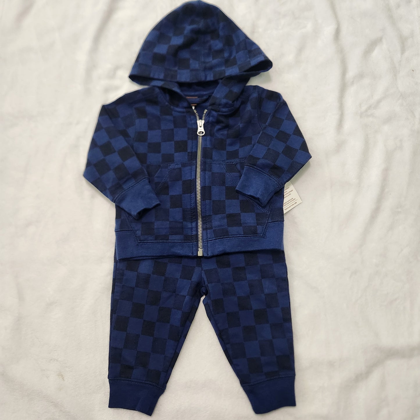 #49 NWT Tea Collection (3-6 Mth) Checkerboard Baby Zip Hoodie