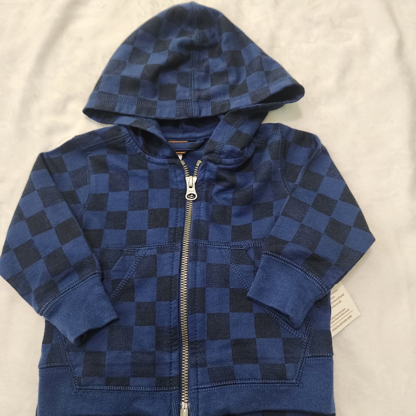 #49 NWT Tea Collection (3-6 Mth) Checkerboard Baby Zip Hoodie