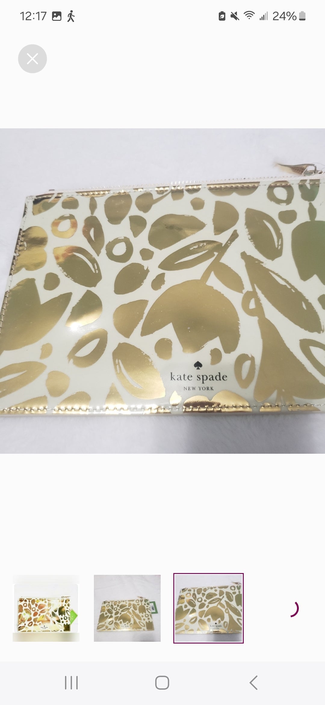 #49 NWT Kate Spade New York Golden Floral Pouch Gold Multi