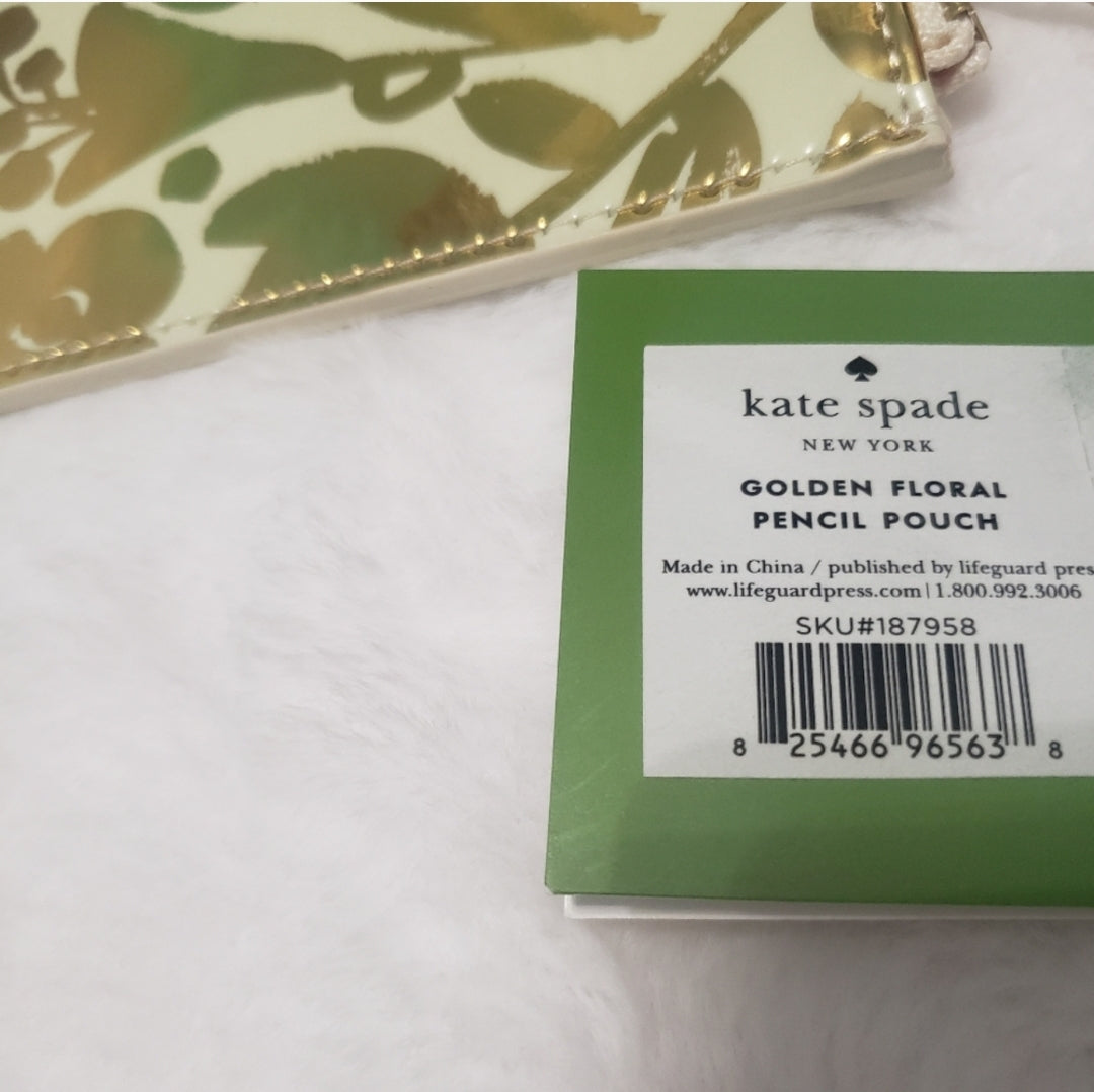 #49 NWT Kate Spade New York Golden Floral Pouch Gold Multi