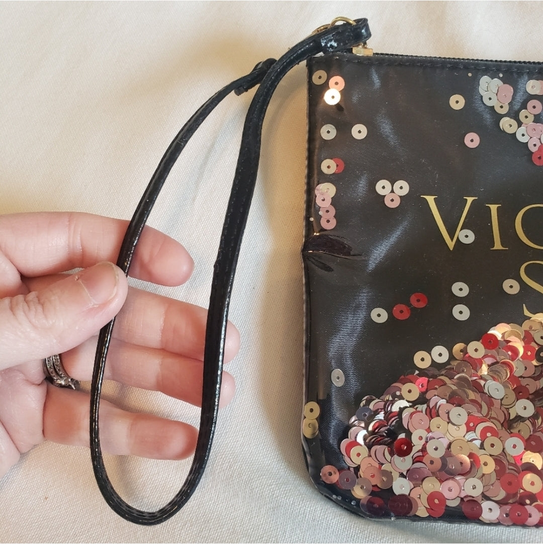 Victoria's Secret Sequin Logo Clutch Wristlet Purse