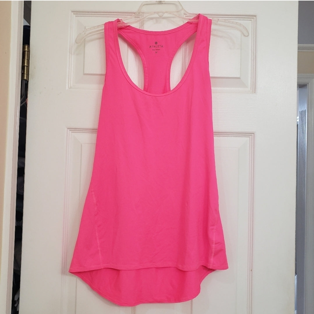 #49 Athleta Medium Thin Racerback Hot Pink Tank Top