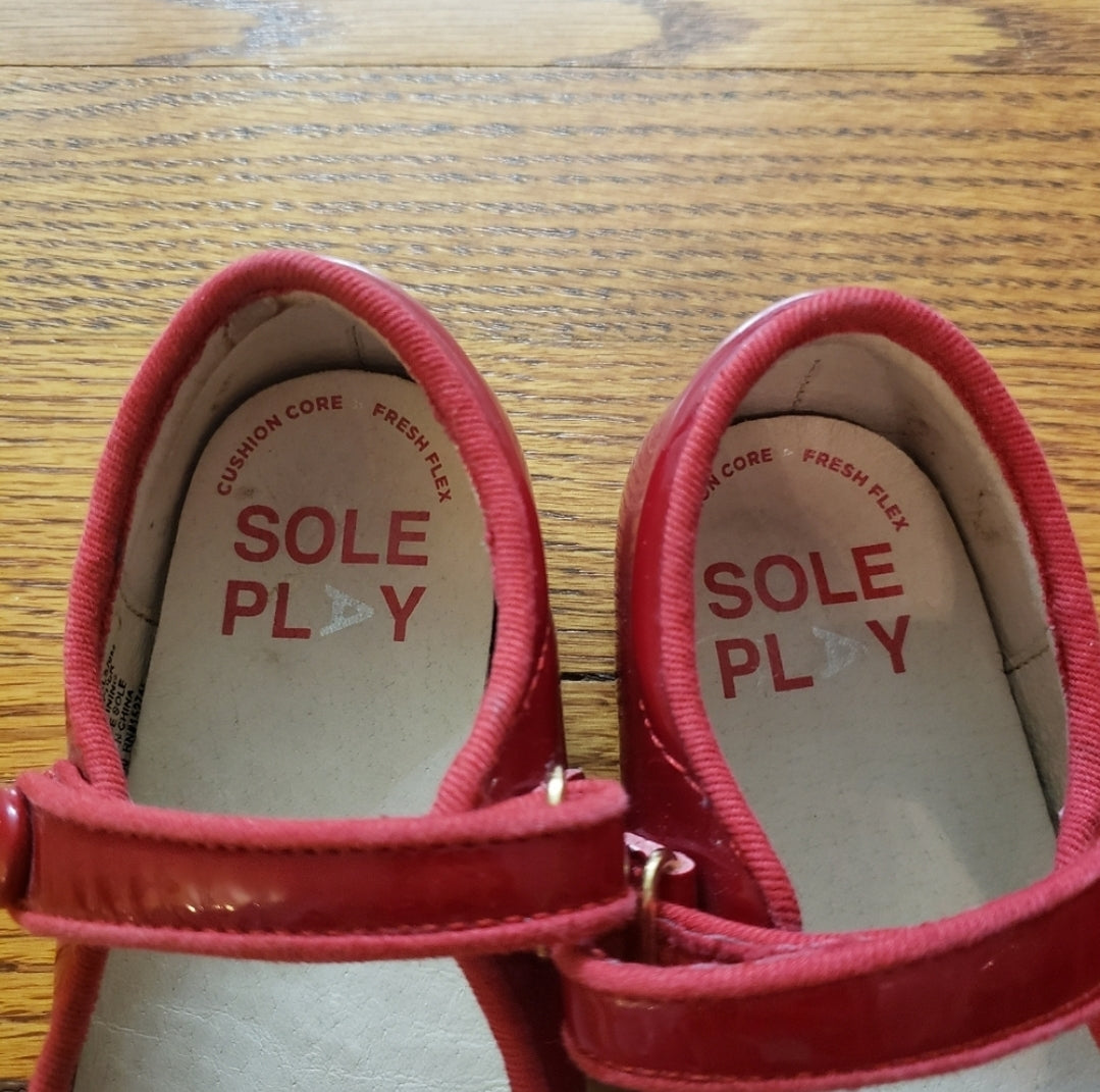 Sole Play Size 9 Button Mary Jane Red Patent Shoes