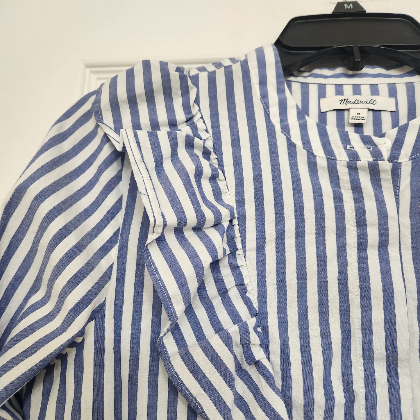 REDUCED! #49 Madewell Medium Whitney Striped Ruffle-Front Top