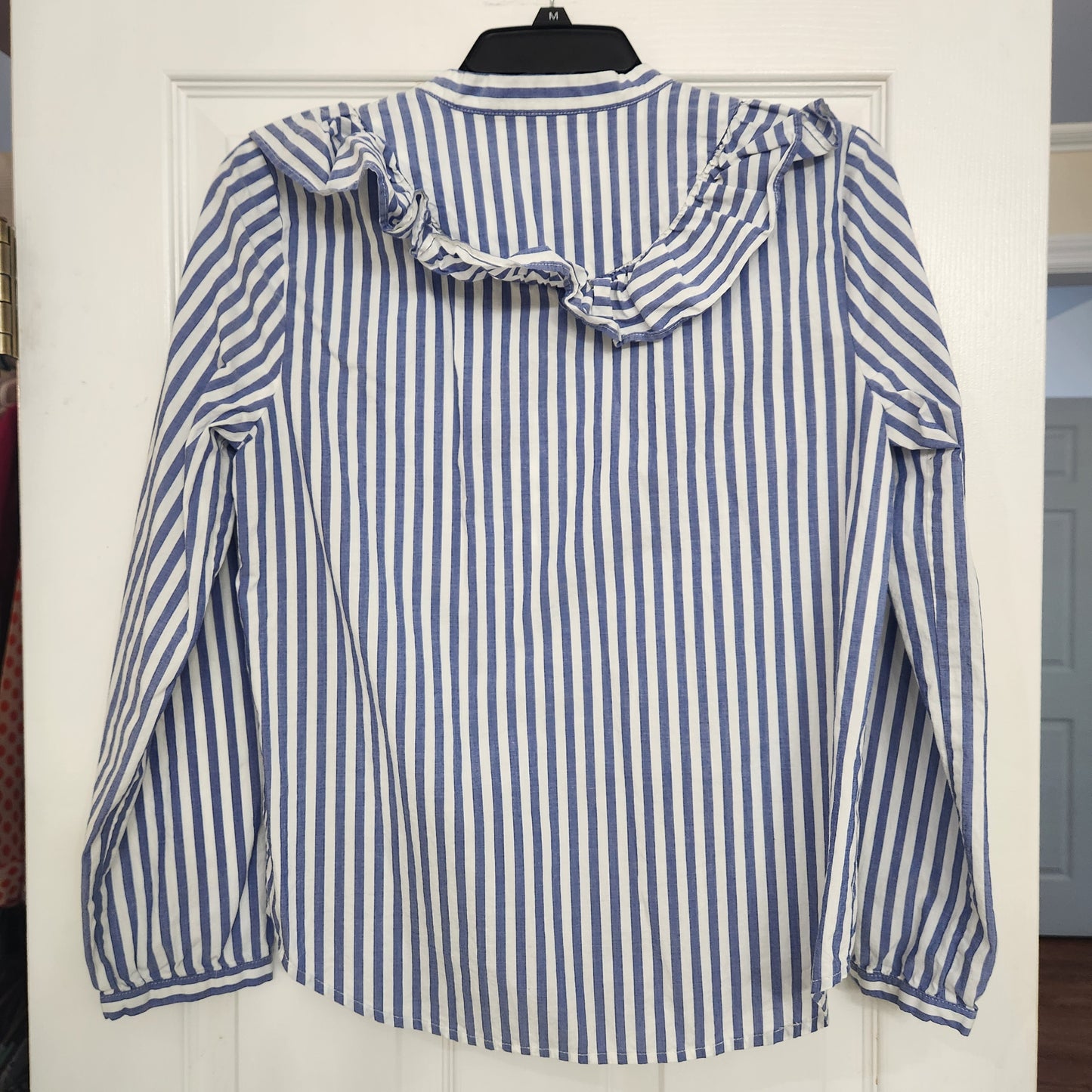 REDUCED! #49 Madewell Medium Whitney Striped Ruffle-Front Top