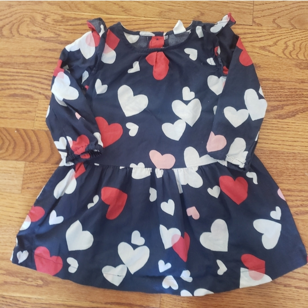 Baby Gap 2T Heart Love Navy Woven Dress