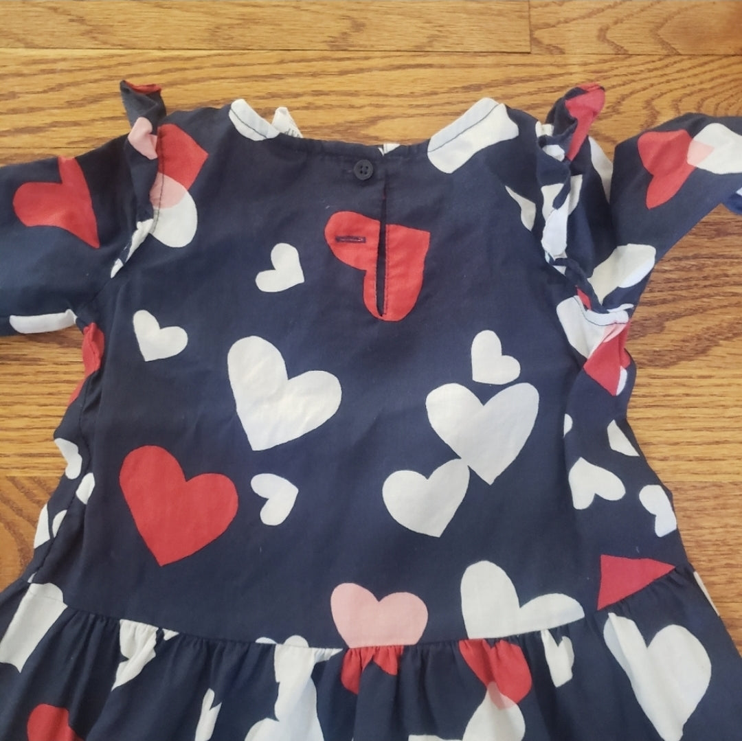 Baby Gap 2T Heart Love Navy Woven Dress