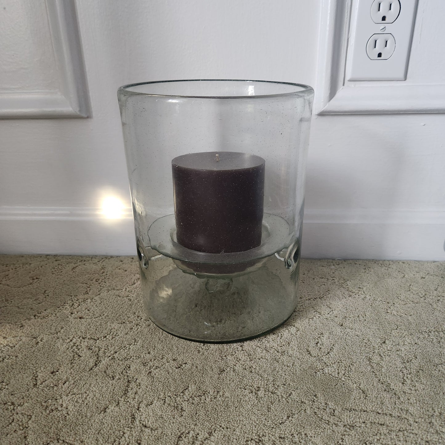 #49 Pottery Barn Handmade Glass Hurricane Candleholder With Tray