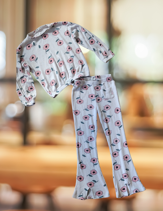 #59 SO Flower Flared Leggings Set Girls Size 7