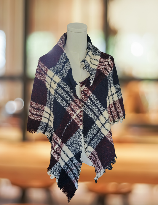 #59 Plaid Triangle Scarf Womens