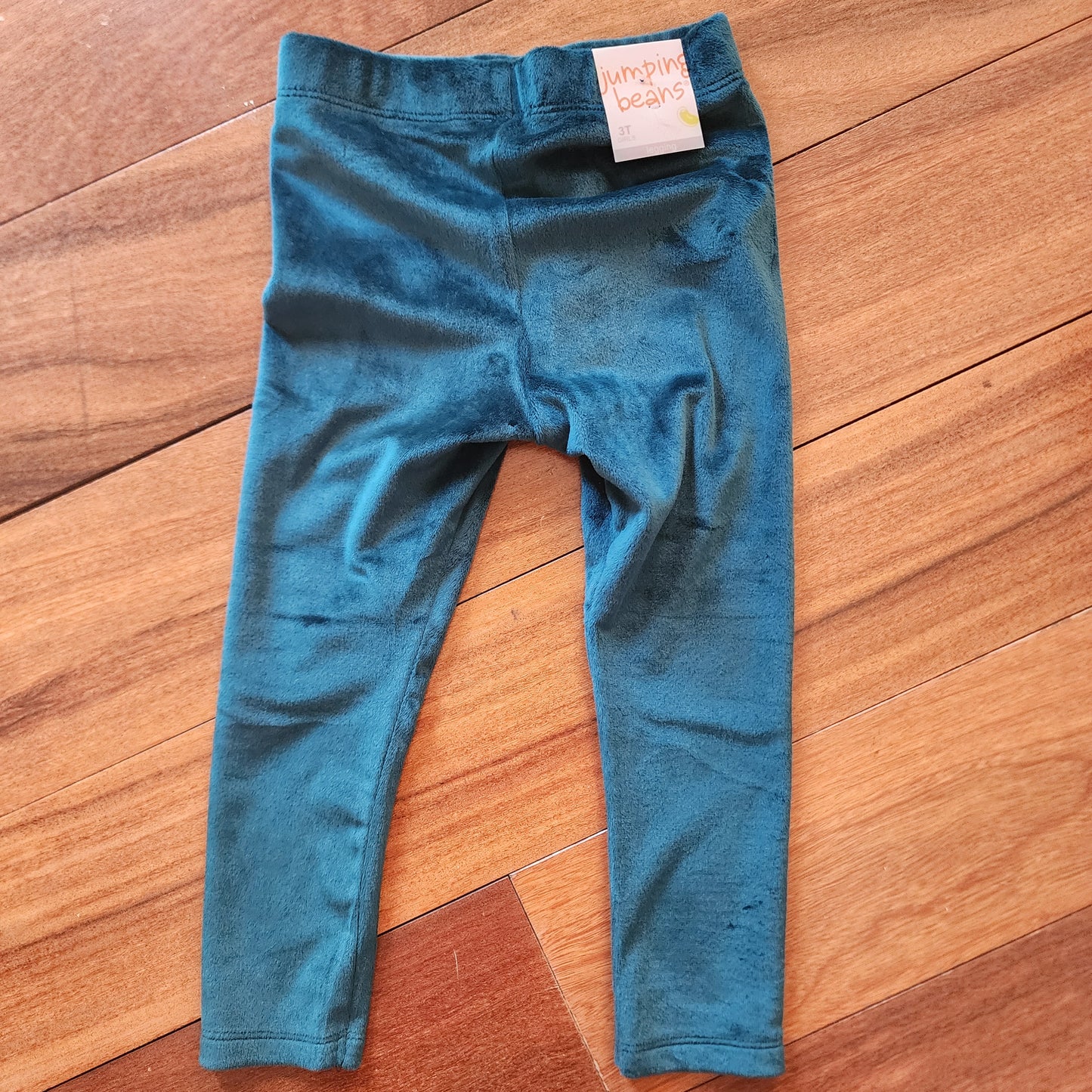 #3A NWT girls Size 3T Jumping Beans green velour leggings **REDUCED**