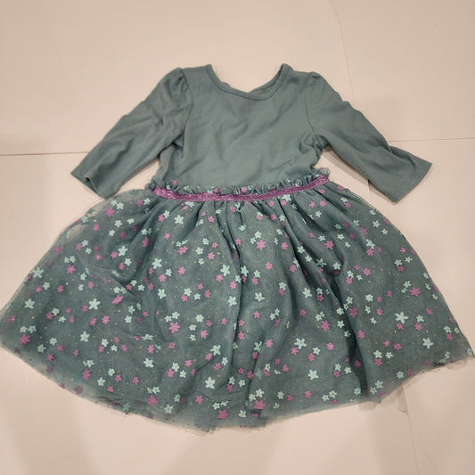 #135 girls size 3T Cat & Jack green floral twirl dress
