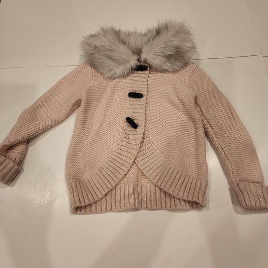#135 girls size 3T fur collar cardigan