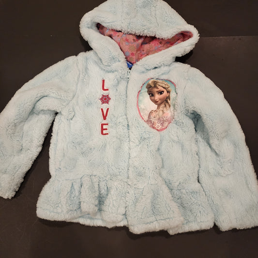 #135 girls size 3T Disney Frozen Furry Jacket with Hood