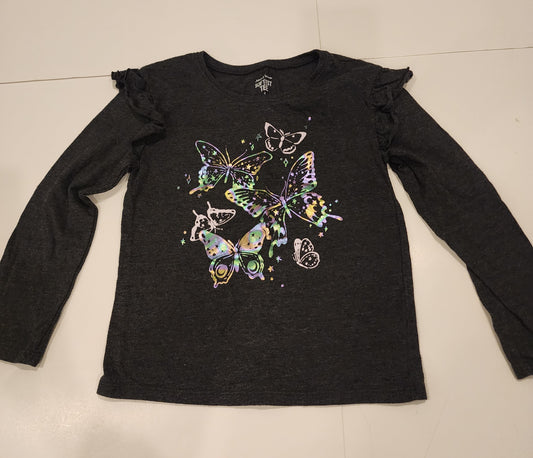 #135 girls size 5 Jumping Beans longs sleeve butterfly tee shirt