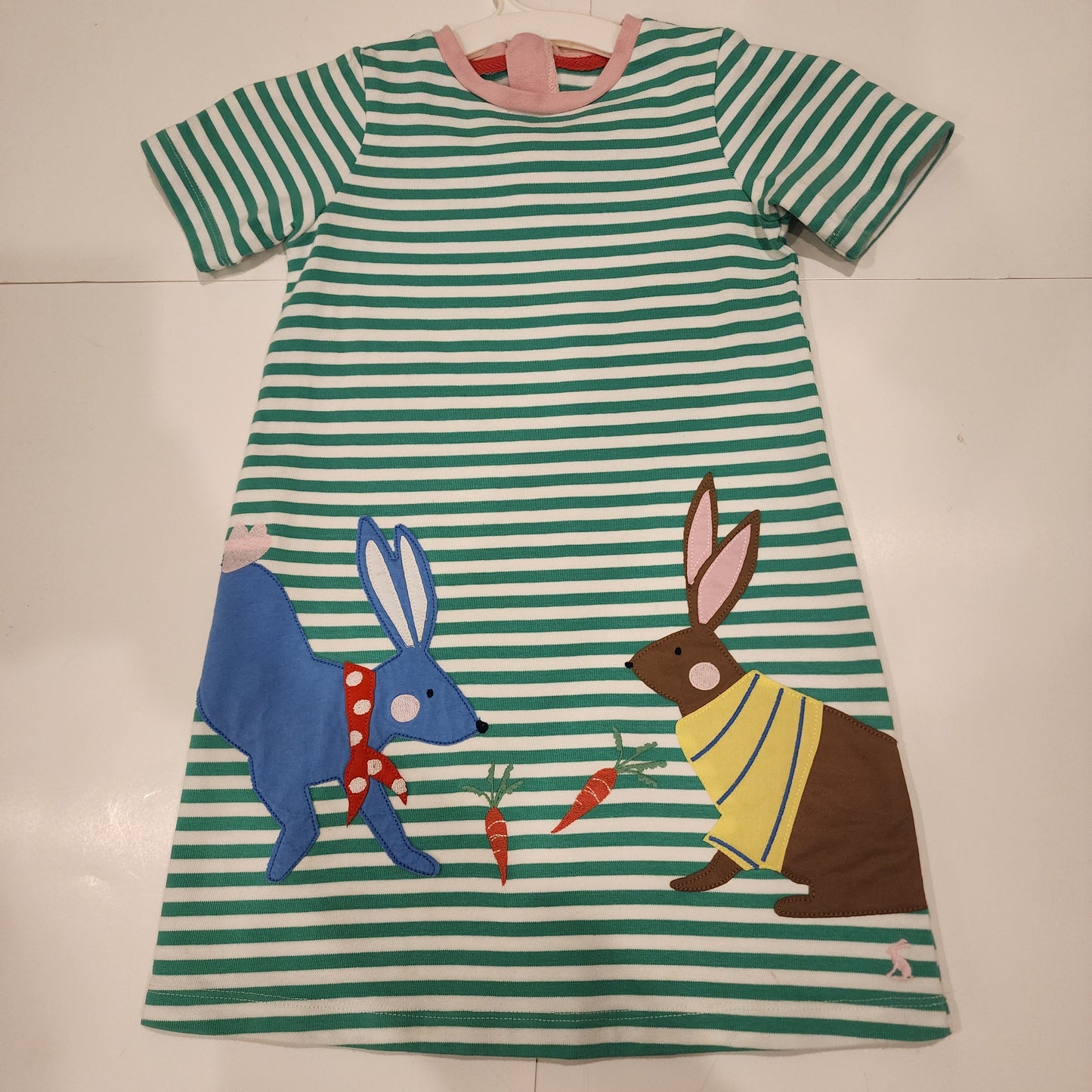 #135 girls size 6 Joules short sleeve bunny dress