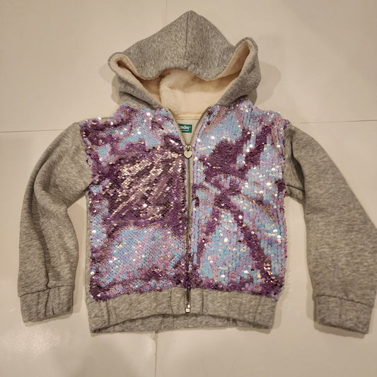 #135 girls size 5 reversible sequin zip up hoodie