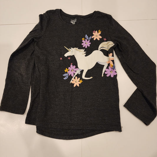 #135 girls size 5 Jumping Beans longs sleeve unicorn tee shirt