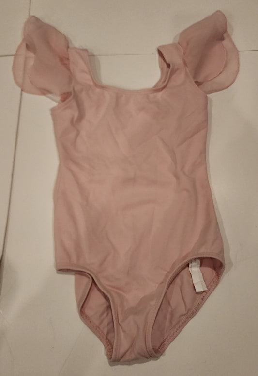 #135 girls size 90 (3) pink ballet leotard with sheer cap sleeve