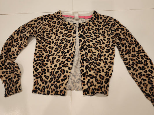 #135 girls size XS 4/5 leopard print cardigan sweater