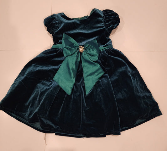 #135 girls size 3T Rare Editions green velvet holiday dress