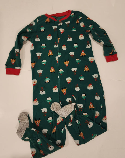 #135 Kids size 4T Carters Christmas fleece pajamas with feet