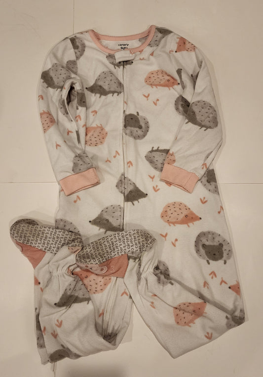 #135 girls size 5 Carter's Hedgehog fleece pajamas with feet
