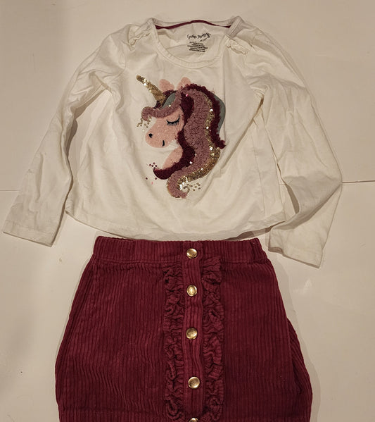 #135 Girls size 4 Cynthia Rowley unicorn skirt outfit
