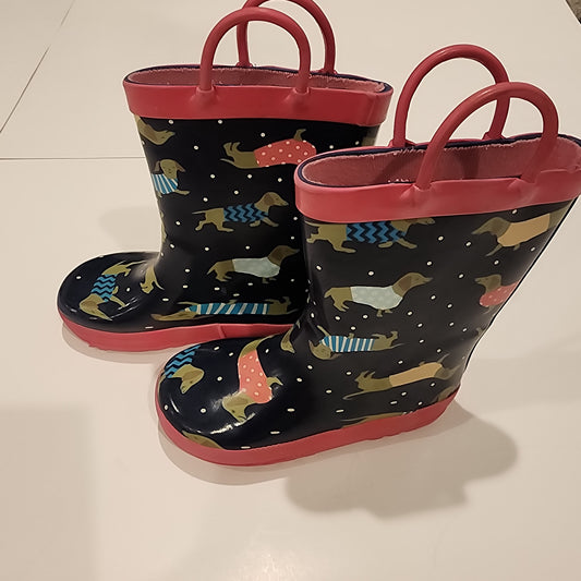 #135 size 9 Weiner Dog rainboots GUC