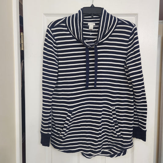 #142 J. Crew Medium Striped Waffle Funnelneck Sweatshirt