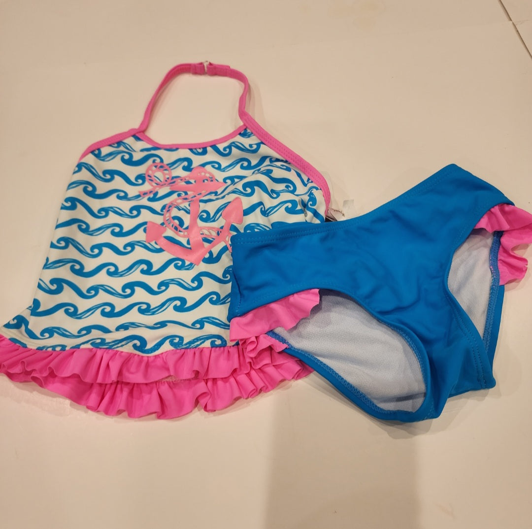 #135 girls Size 3T Breaking Waves tankini