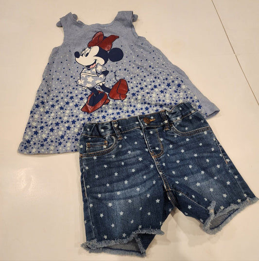 #135 girls size 4T Minnie Mouse tank and shorts outfit bundle