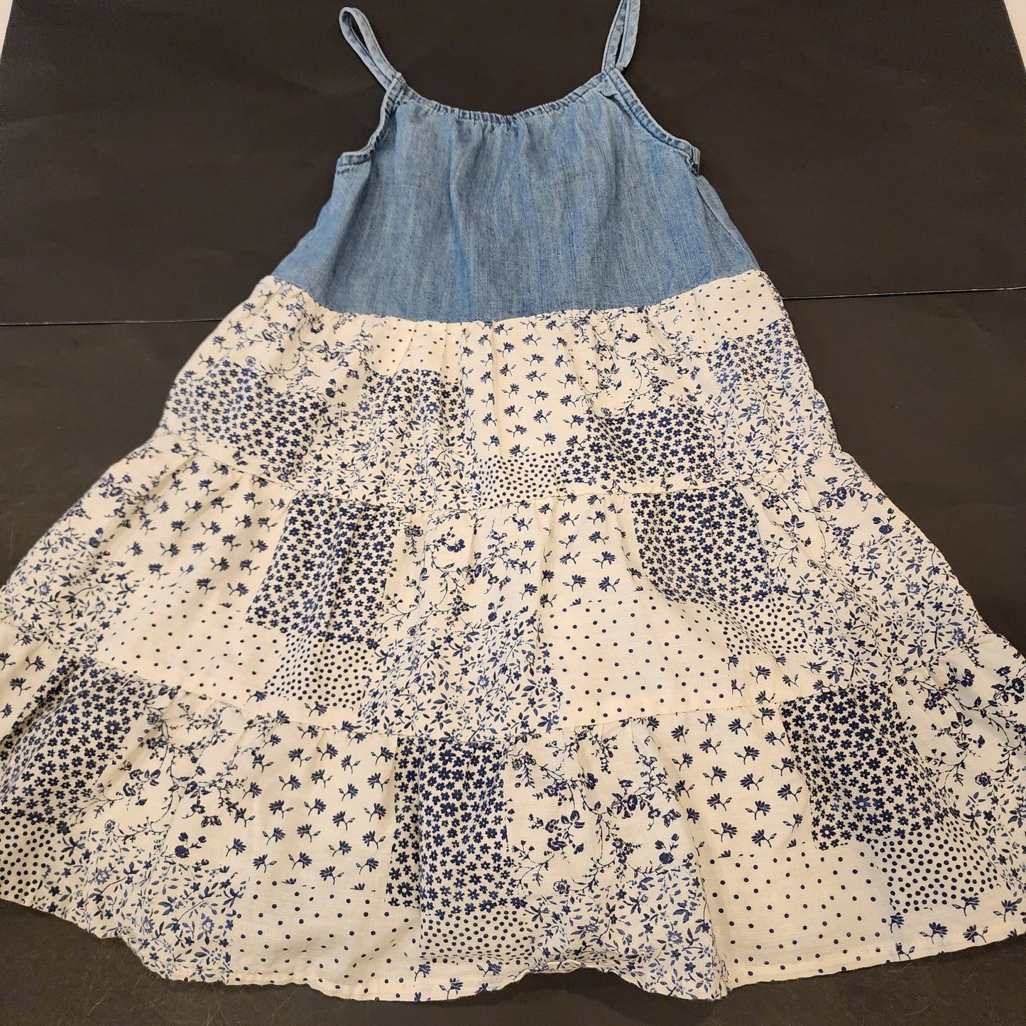 #135 girls size 5 Oshkosh denim and patchwork dress