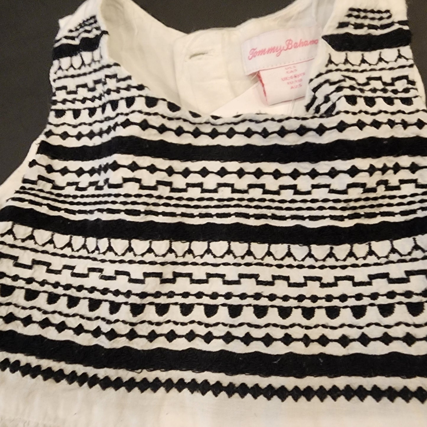 #135 girls size 5 Tommy Bahama dress with embroidery and flower buttons
