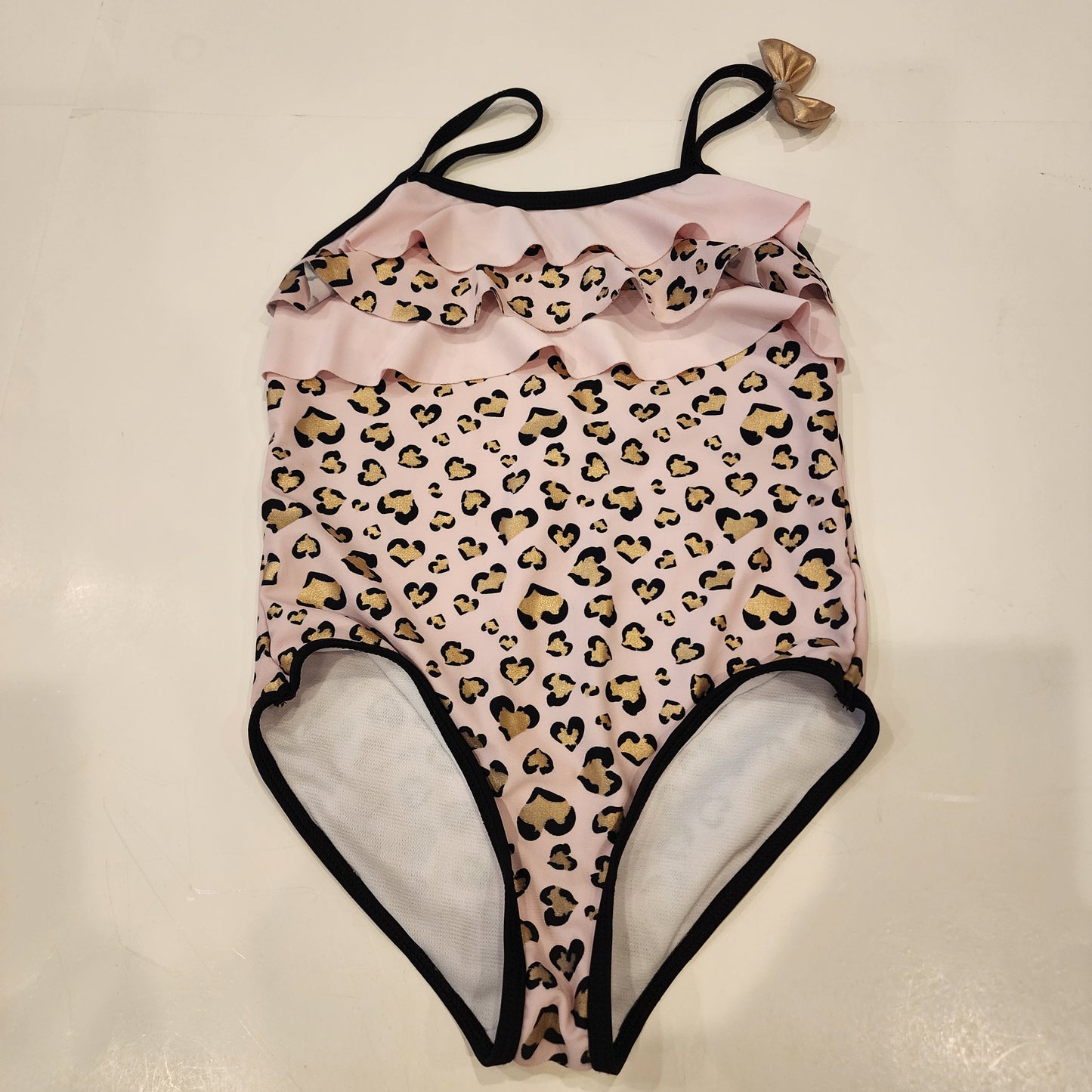 #135 girls size 6 Juicy Couture leopard print hearts swimsuit