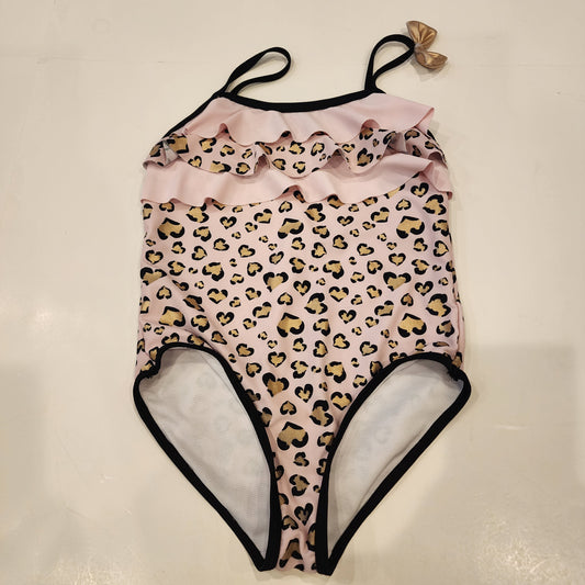 #135 girls size 6 Juicy Couture leopard print hearts swimsuit