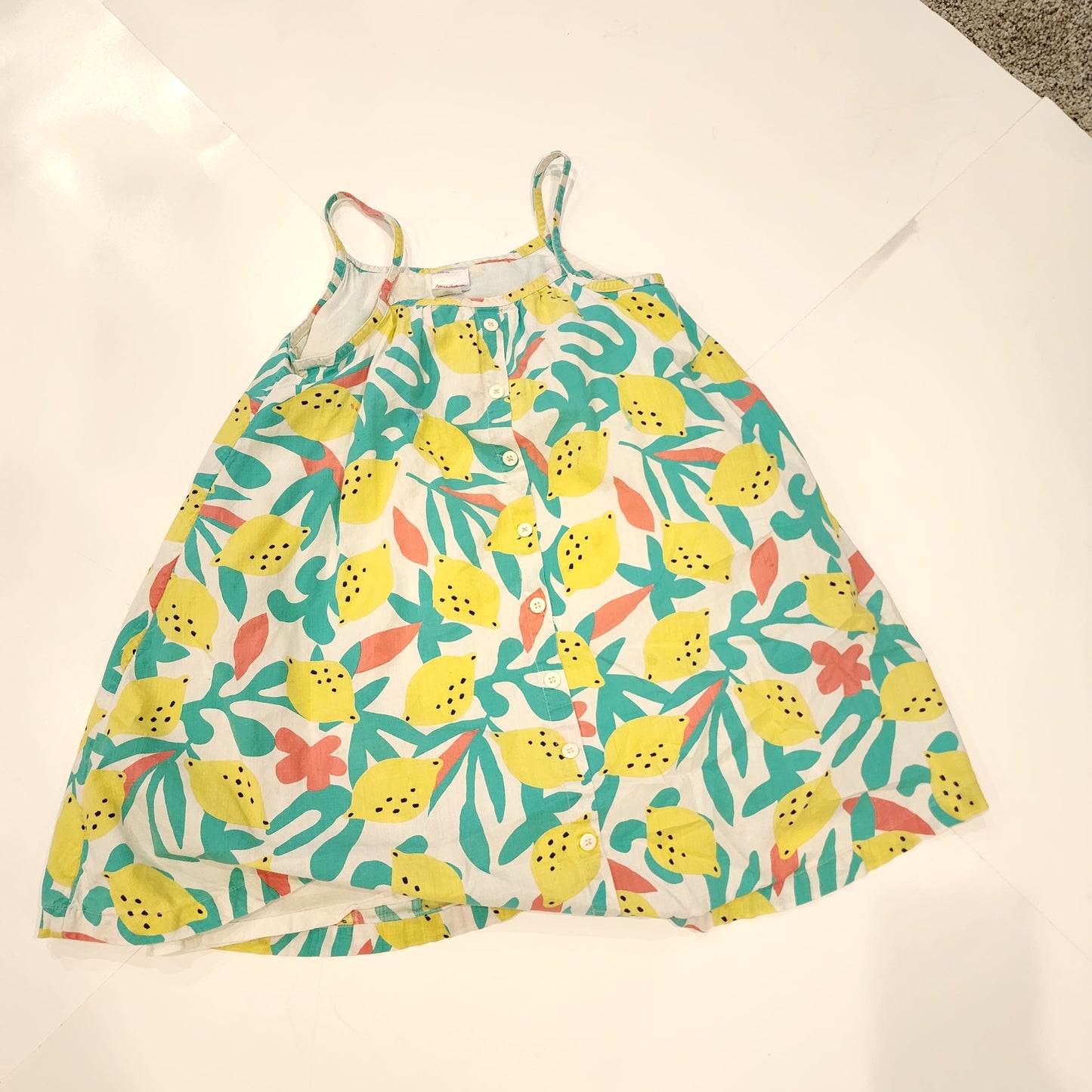 #135 girls size 6 - 7 Hanna Andersson dress with lemons
