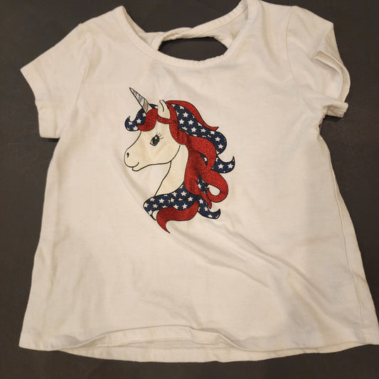 #135 girls size 6 Btween patriotic unicorn shirt