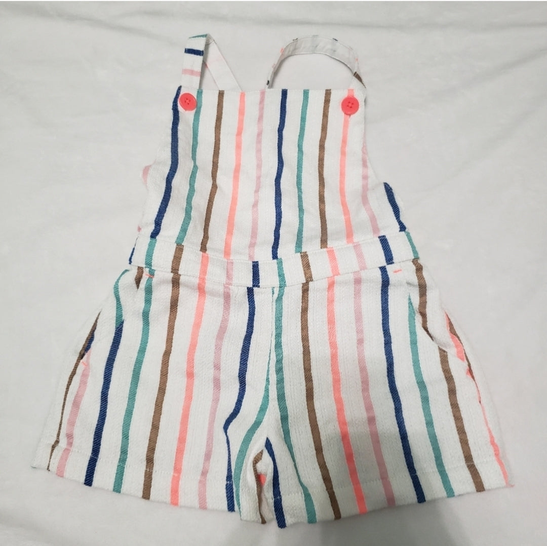#104 Mini Boden Sz 2-3 Striped Overall Shorts Romper