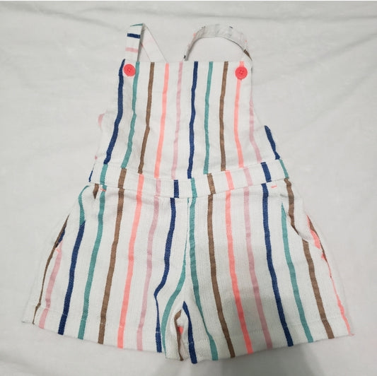 #104 Mini Boden Sz 2-3 Striped Overall Shorts Romper