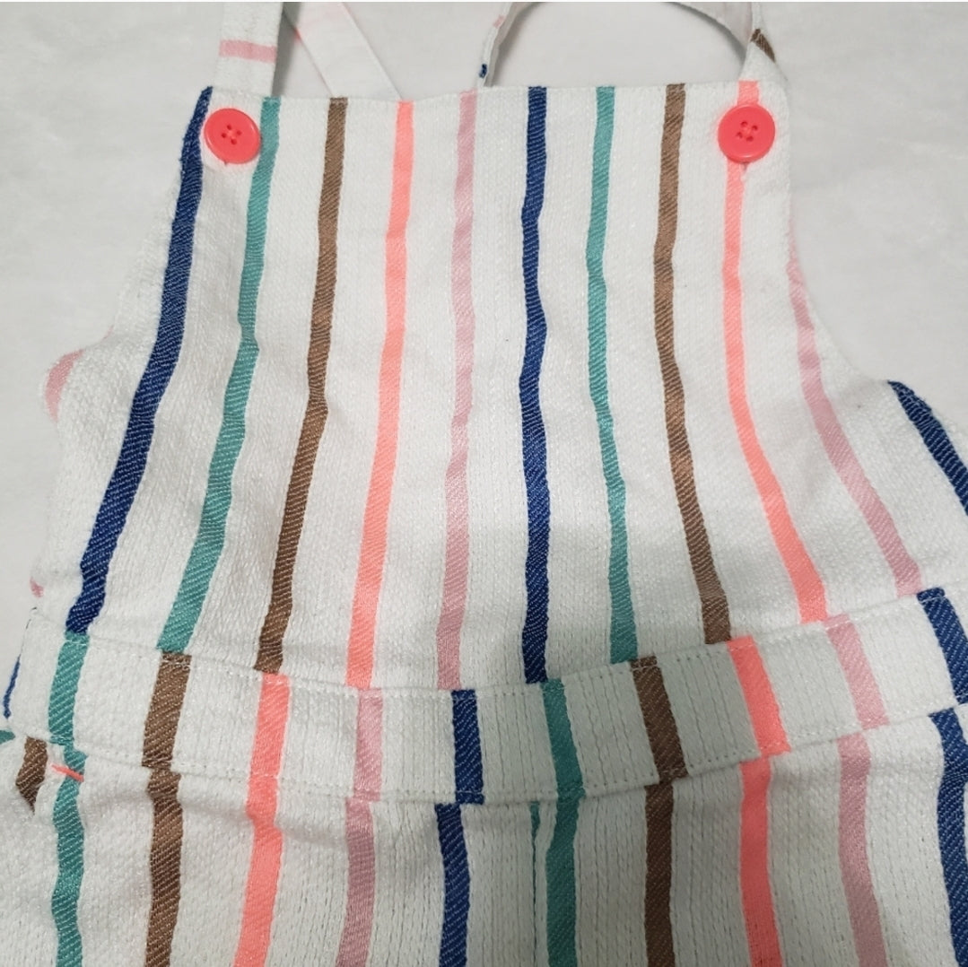 #104 Mini Boden Sz 2-3 Striped Overall Shorts Romper