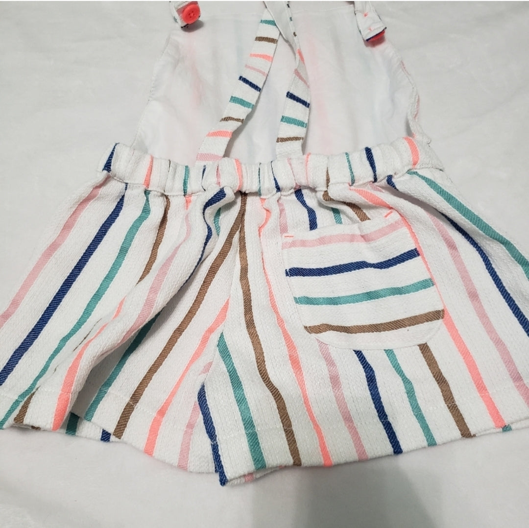 #104 Mini Boden Sz 2-3 Striped Overall Shorts Romper
