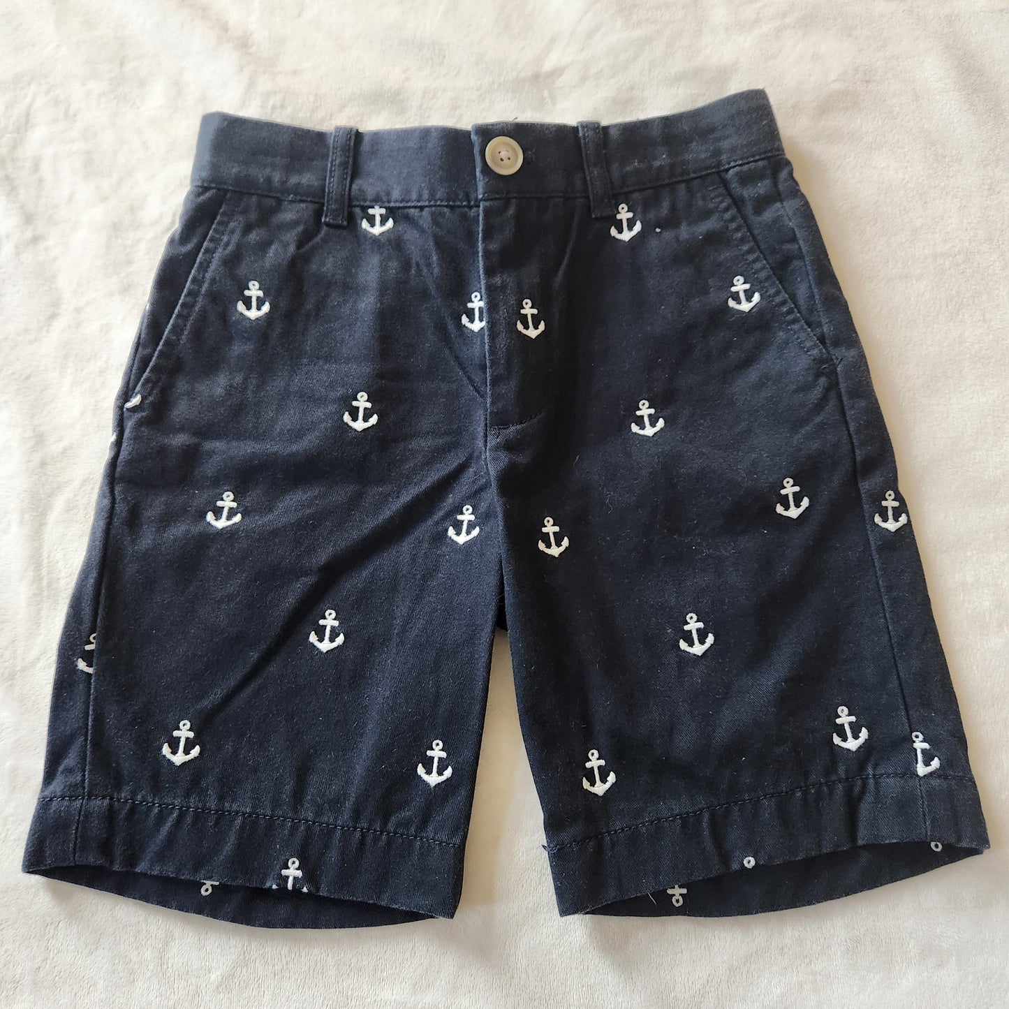 #104 Crewcuts Sz 6 Nautical Navy Chino Anchor Shorts