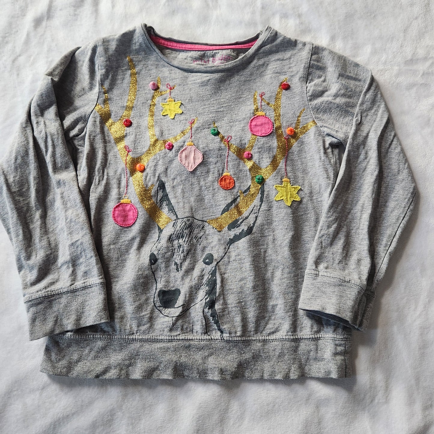 REDUCED #142 Mini Boden 4/5 Reindeer Christmas Long Sleeve Shirt