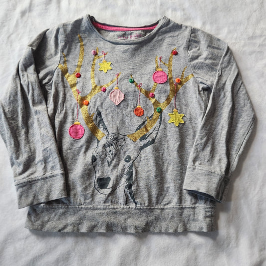 REDUCED #142 Mini Boden 4/5 Reindeer Christmas Long Sleeve Shirt