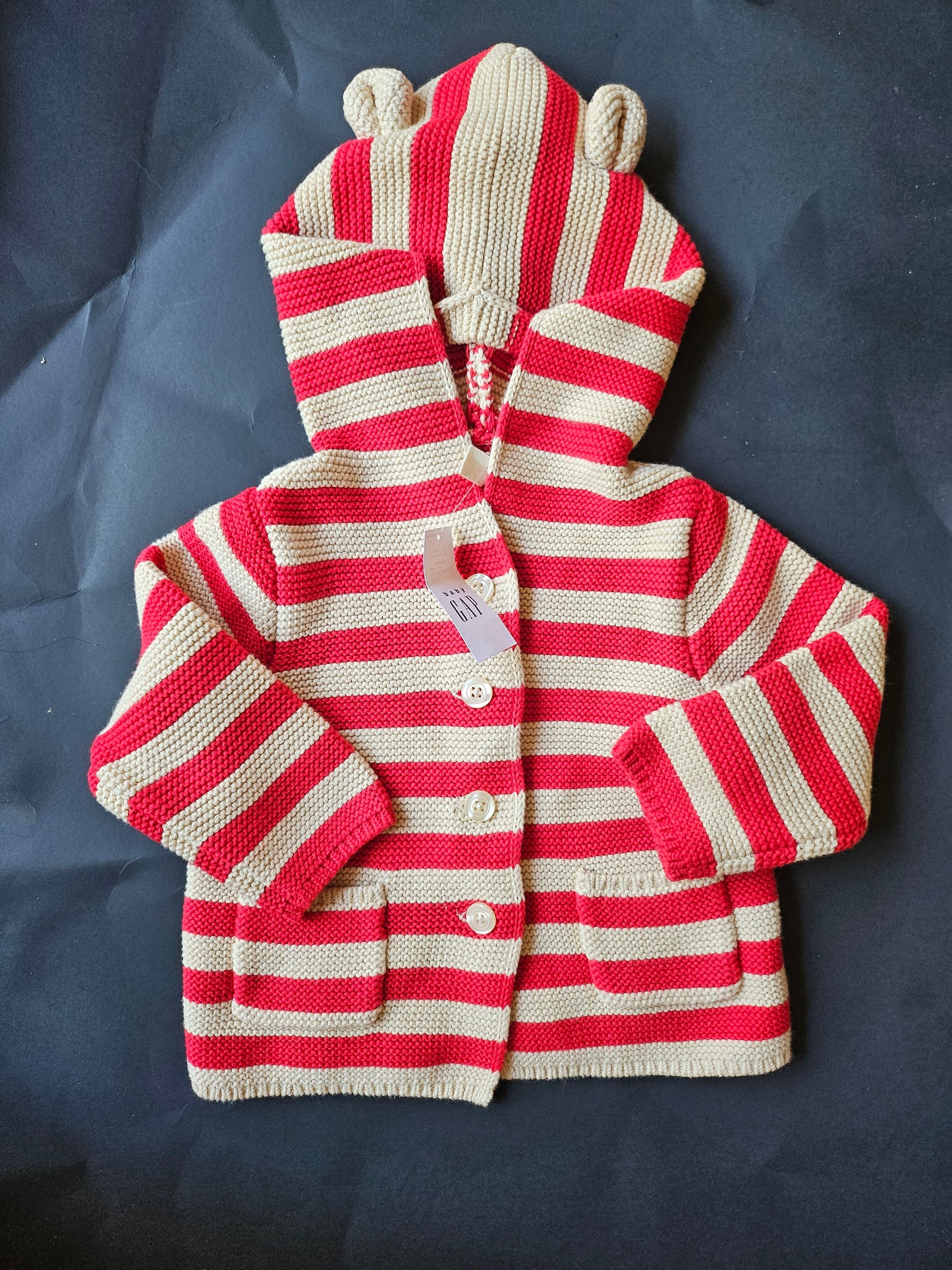 #76A - Baby Gap NWT cardigan with cute hoodie 12M - 18M