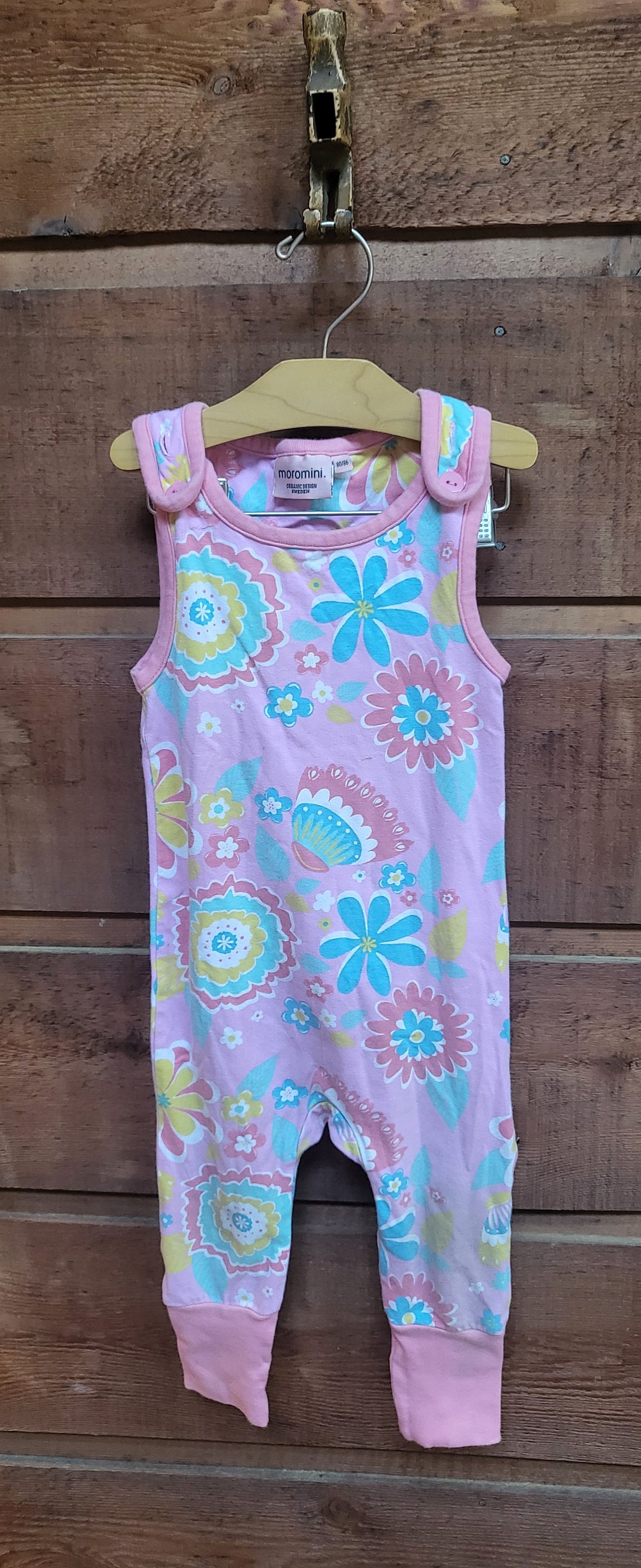 REDUCED: #9--- Girls 12 months. Moromini (Swedish brand) Floral Dungarees