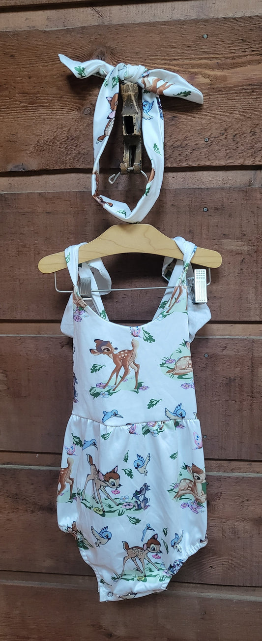 REDUCED: #9---  Girls 2T. Disney Bambi bubble onesie with headband