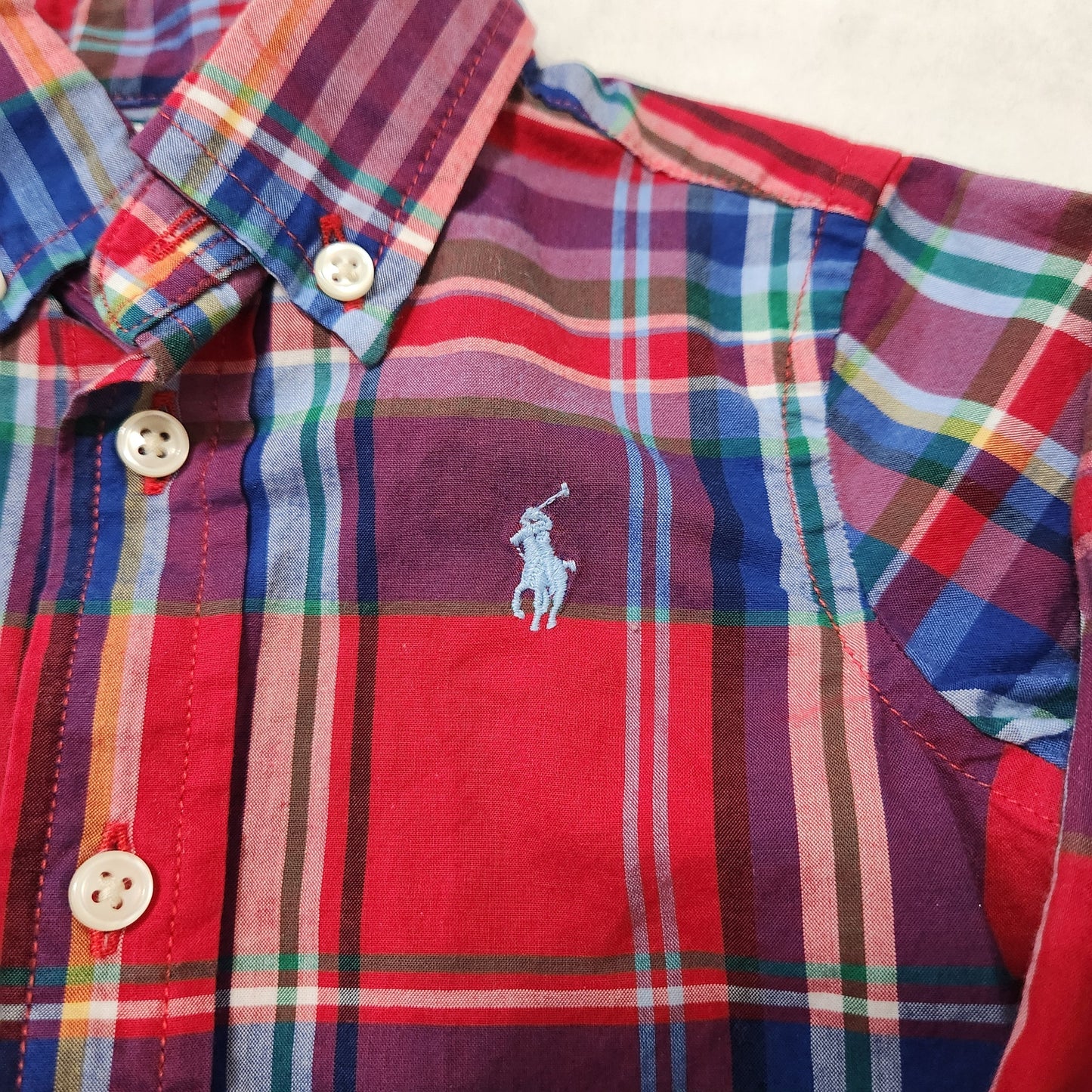 #142 Ralph Lauren Polo Baby Boy 9 Month Multicolor Plaid Dress Shirt